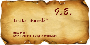 Iritz Bennó névjegykártya